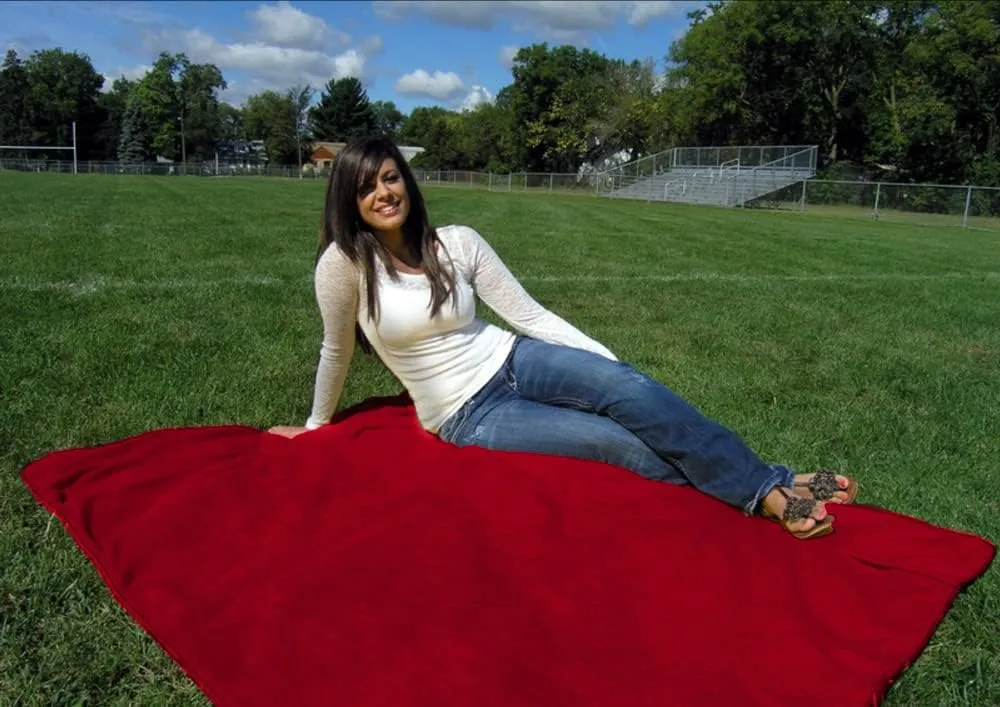 Ultimate Sports Wrap - PATENTED - The Only WEARABLE Weatherproof/Stadium/Picnic/Sports Blanket, complete with Upper and Lower Zippers, Lined & Adjustable Hood and Inside Hand Warmers, 70" X 58"