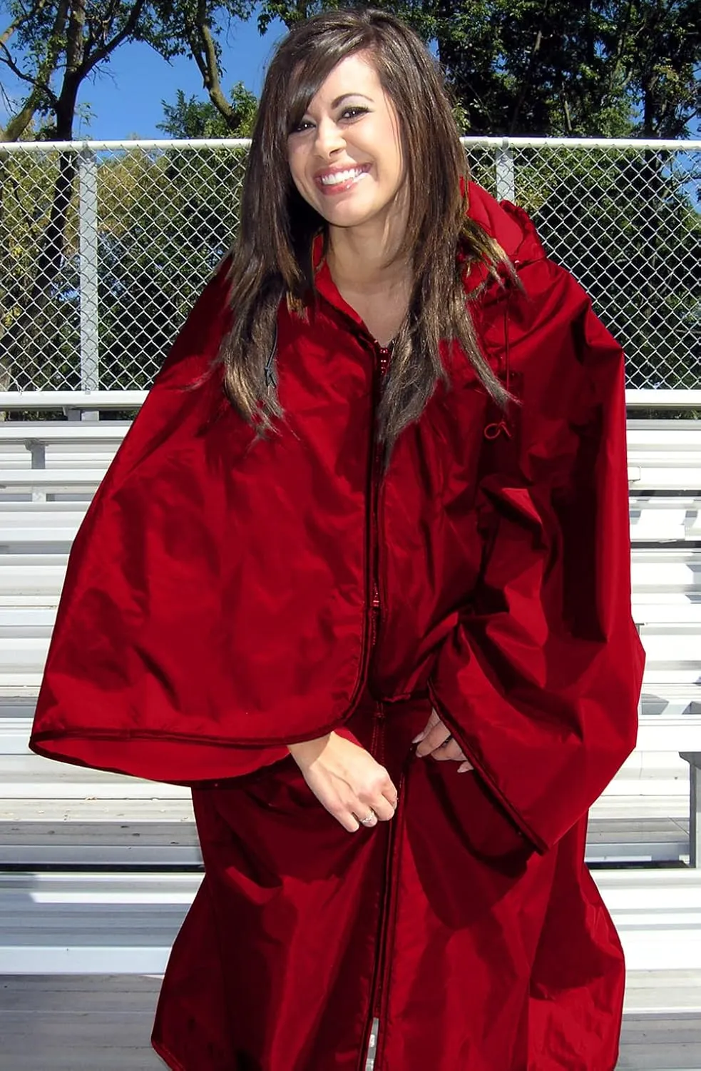 Ultimate Sports Wrap - PATENTED - The Only WEARABLE Weatherproof/Stadium/Picnic/Sports Blanket, complete with Upper and Lower Zippers, Lined & Adjustable Hood and Inside Hand Warmers, 70" X 58"