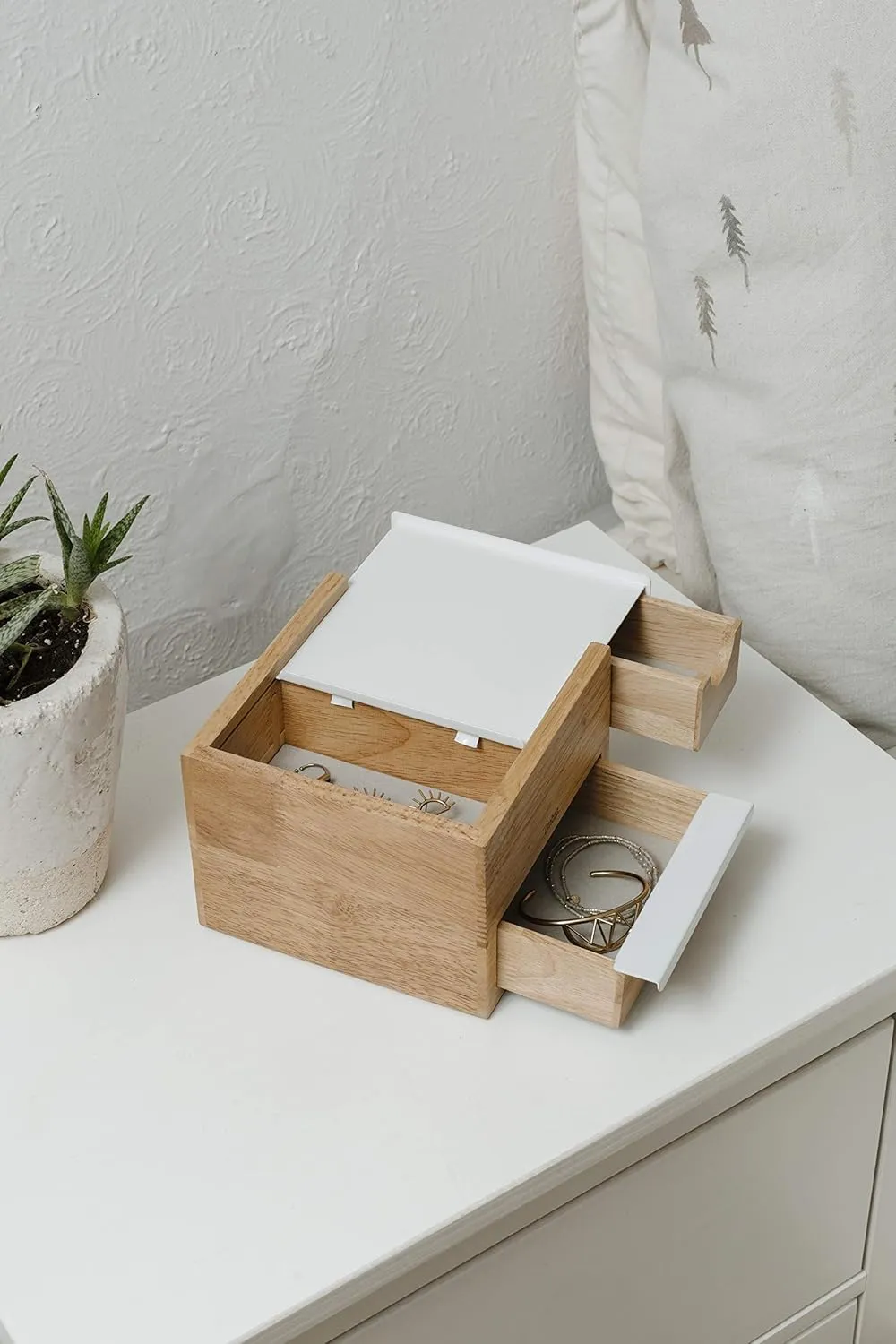 Umbra Mini Stowit Jewelry Box - Modern Keepsake Storage Organizer with Hidden Compartment Drawers