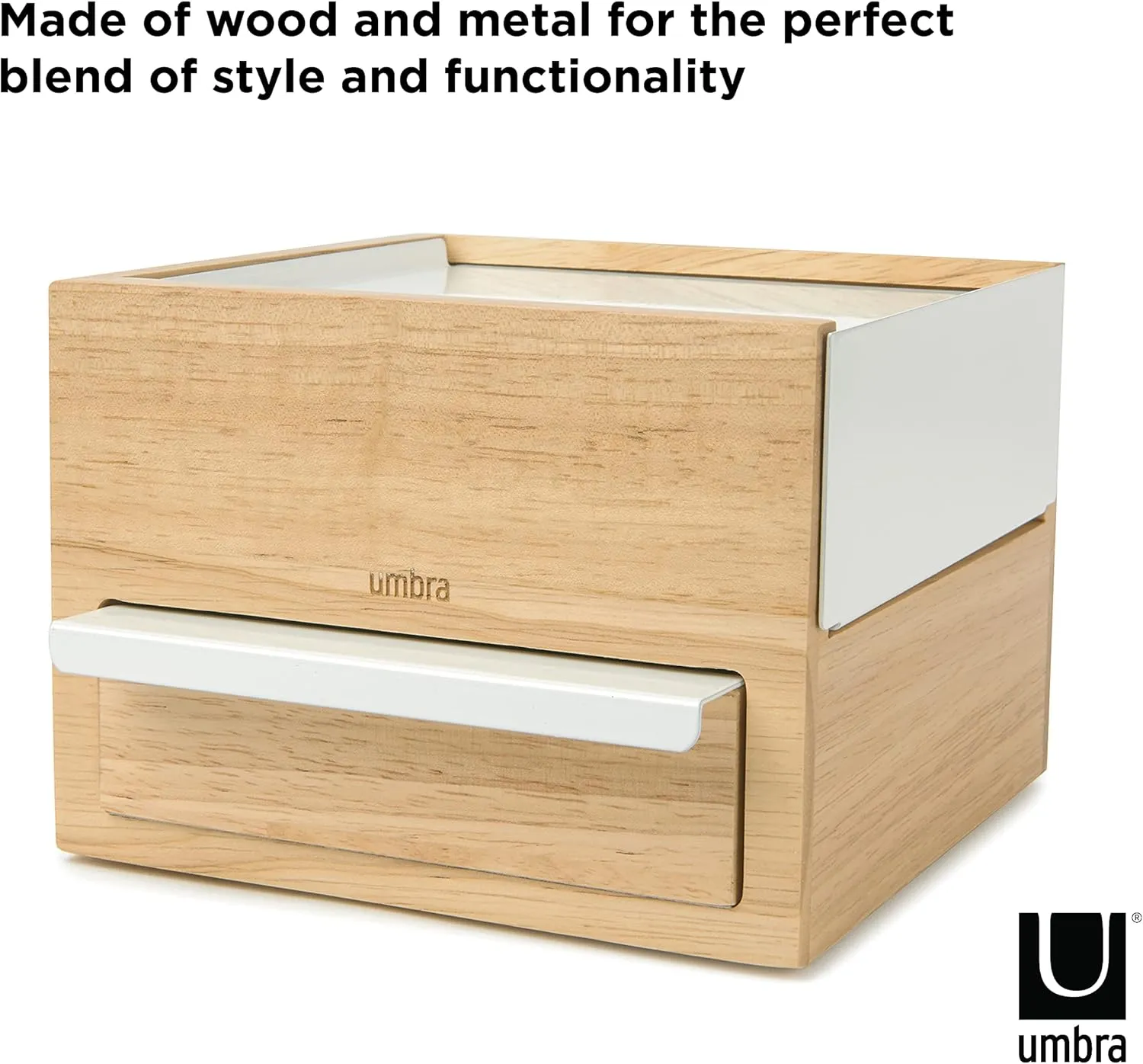 Umbra Mini Stowit Jewelry Box - Modern Keepsake Storage Organizer with Hidden Compartment Drawers