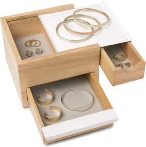 Umbra Mini Stowit Jewelry Box - Modern Keepsake Storage Organizer with Hidden Compartment Drawers