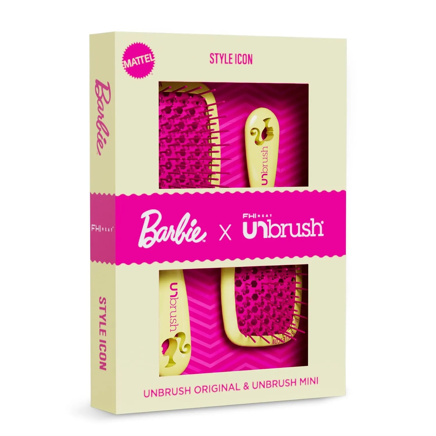 UNbrush Barbie Detangling Brush Duo - Style Icon - Yellow