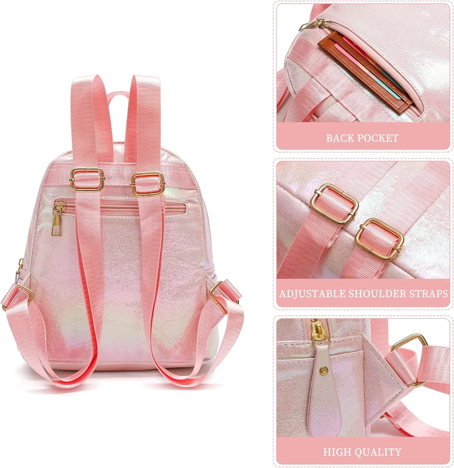 Unicorn Mini Backpack Leather Backpack for Girls(Light Pink)