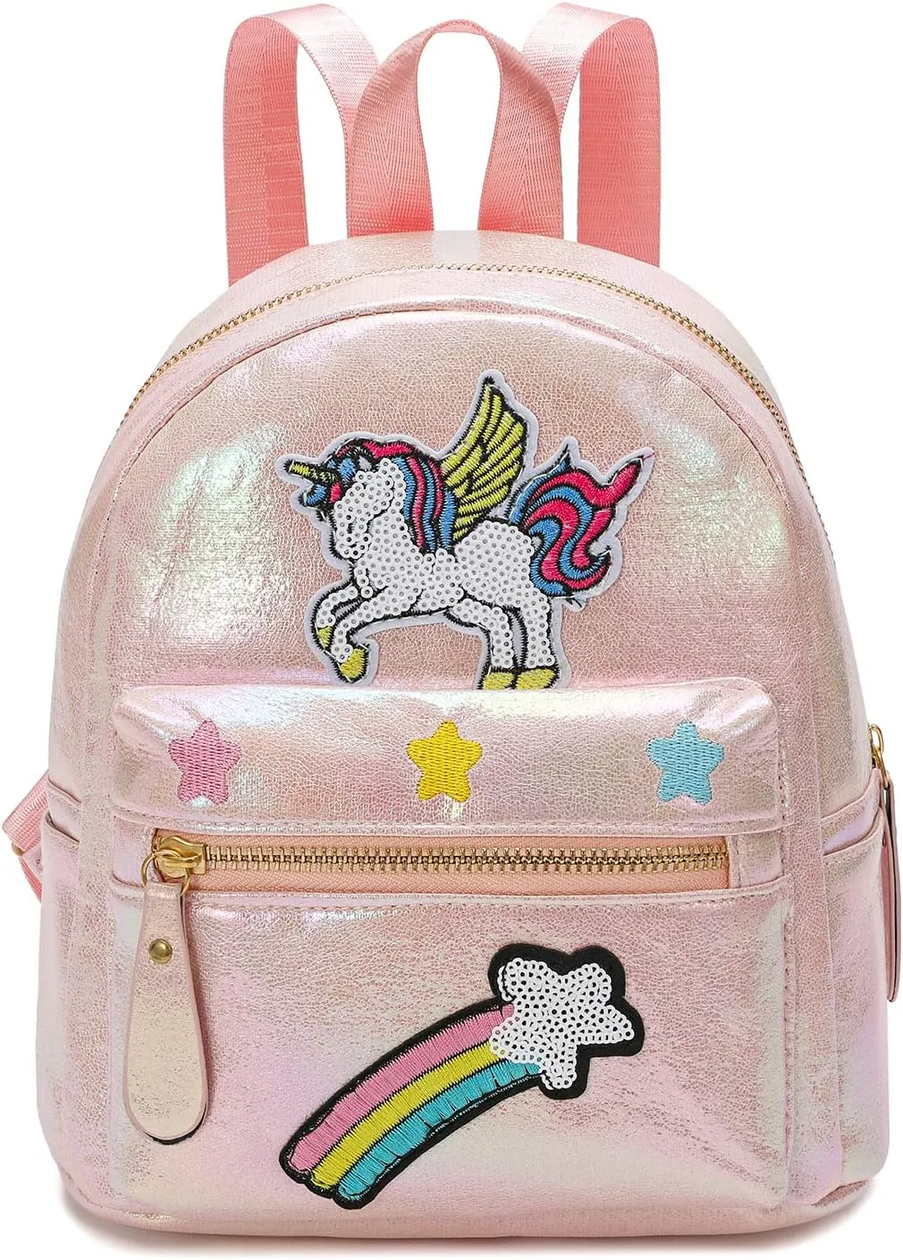 Unicorn Mini Backpack Leather Backpack for Girls(Light Pink)