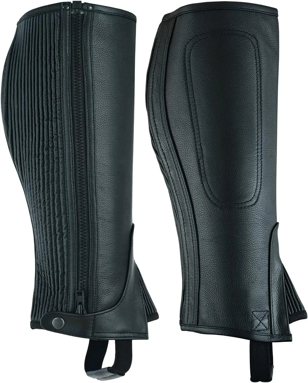 Unisex Adult Top Grain Cow Hide Leather Half Chaps Black and Brown