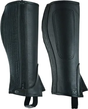 Unisex Adult Top Grain Cow Hide Leather Half Chaps Black and Brown