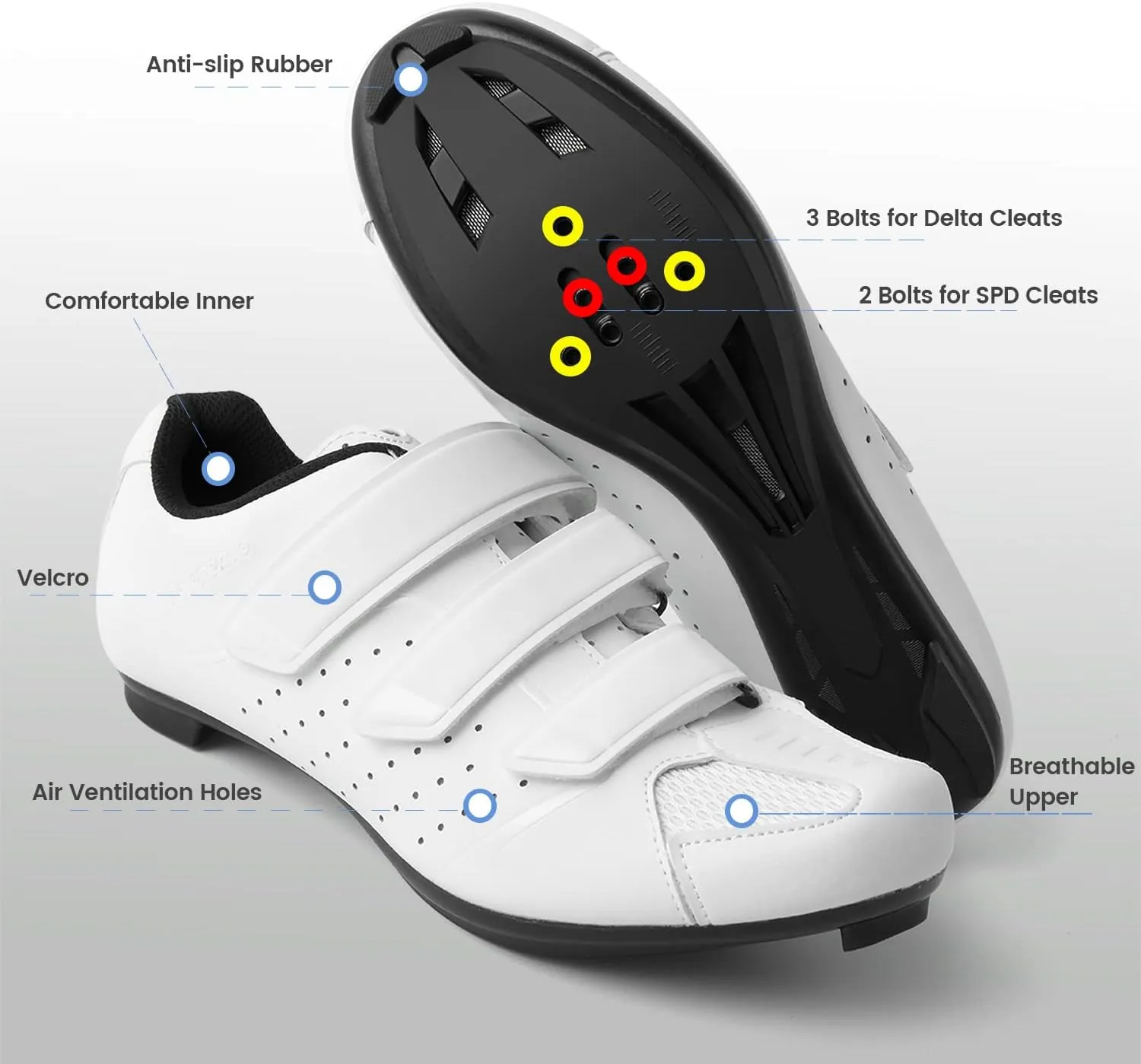 Unisex Cycling Shoes Size 14 Peloton Compatible - Mens Spin Shoes with Look Delta Cleats - Indoor Road Bikes SPD Clips