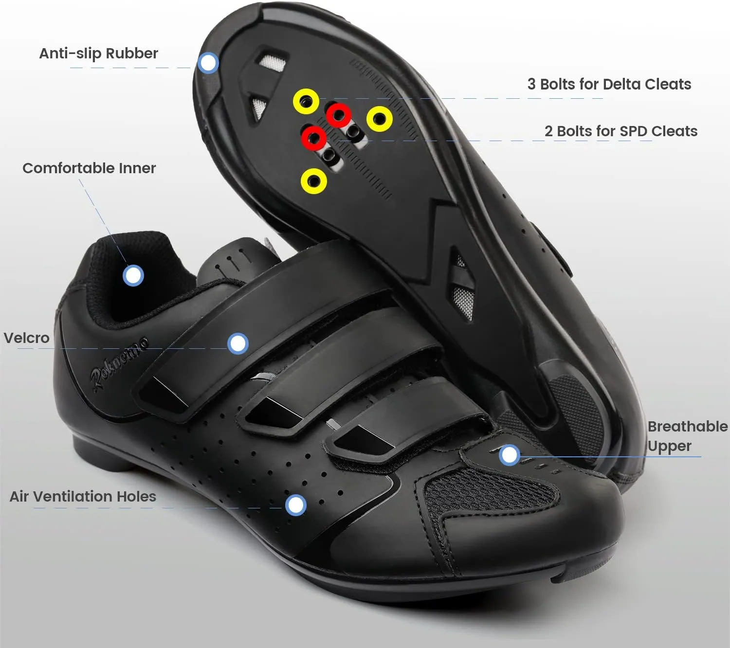 Unisex Cycling Shoes Size 14 Peloton Compatible - Mens Spin Shoes with Look Delta Cleats - Indoor Road Bikes SPD Clips