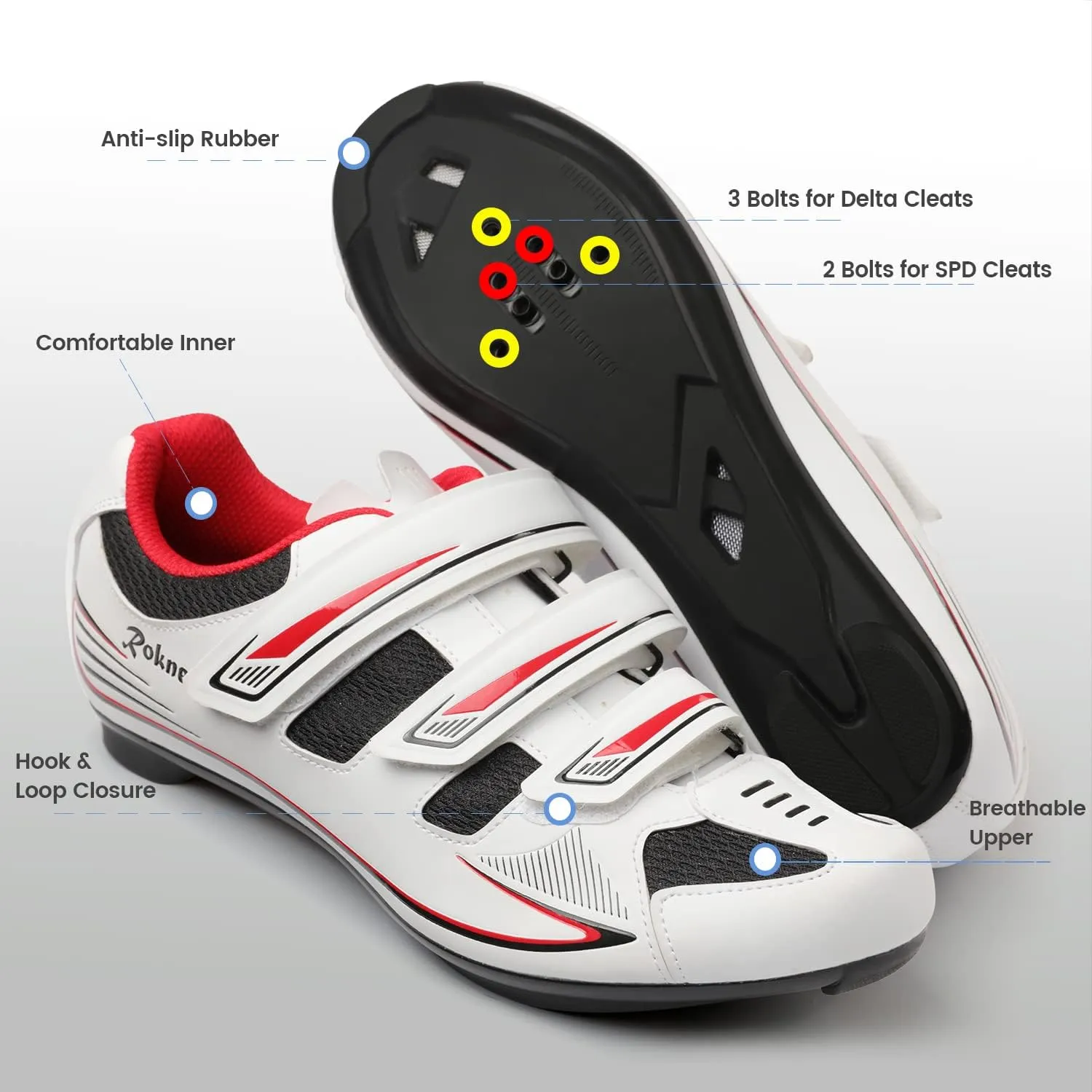 Unisex Cycling Shoes with Look Delta Cleats - Peloton Compatible Spin Shoes with SPD Clips - Indoor Shimano Road Bike for Men Women
