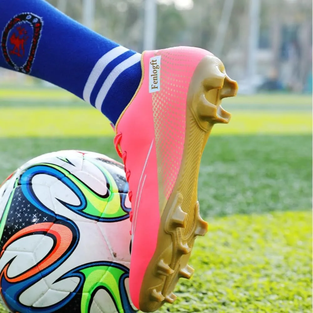 Unisex Sizes Leather Soccer Cleats with Lace-Up for Training Firm Ground & Turf - Men, Women, Boys & Girls American Football Shoes Boot