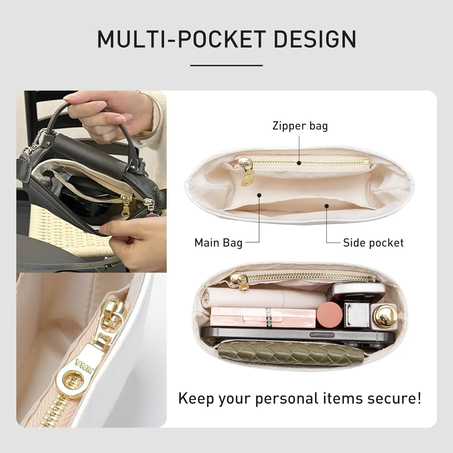 Upgraded Longchamp Mini Organizer Insert, DupontPaper Lightweight Bag Organizer Insert Compatble with Longchamp le pliage Mini Pouch Handbag Inner Shaper (XS,Black)