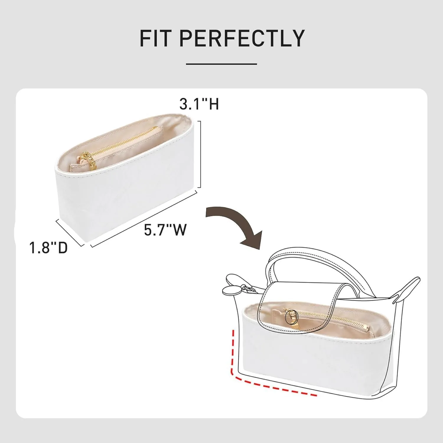 Upgraded Longchamp Mini Organizer Insert, DupontPaper Lightweight Bag Organizer Insert Compatble with Longchamp le pliage Mini Pouch Handbag Inner Shaper (XS,Black)