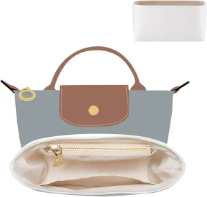 Upgraded Longchamp Mini Organizer Insert, DupontPaper Lightweight Bag Organizer Insert Compatble with Longchamp le pliage Mini Pouch Handbag Inner Shaper (XS,White)