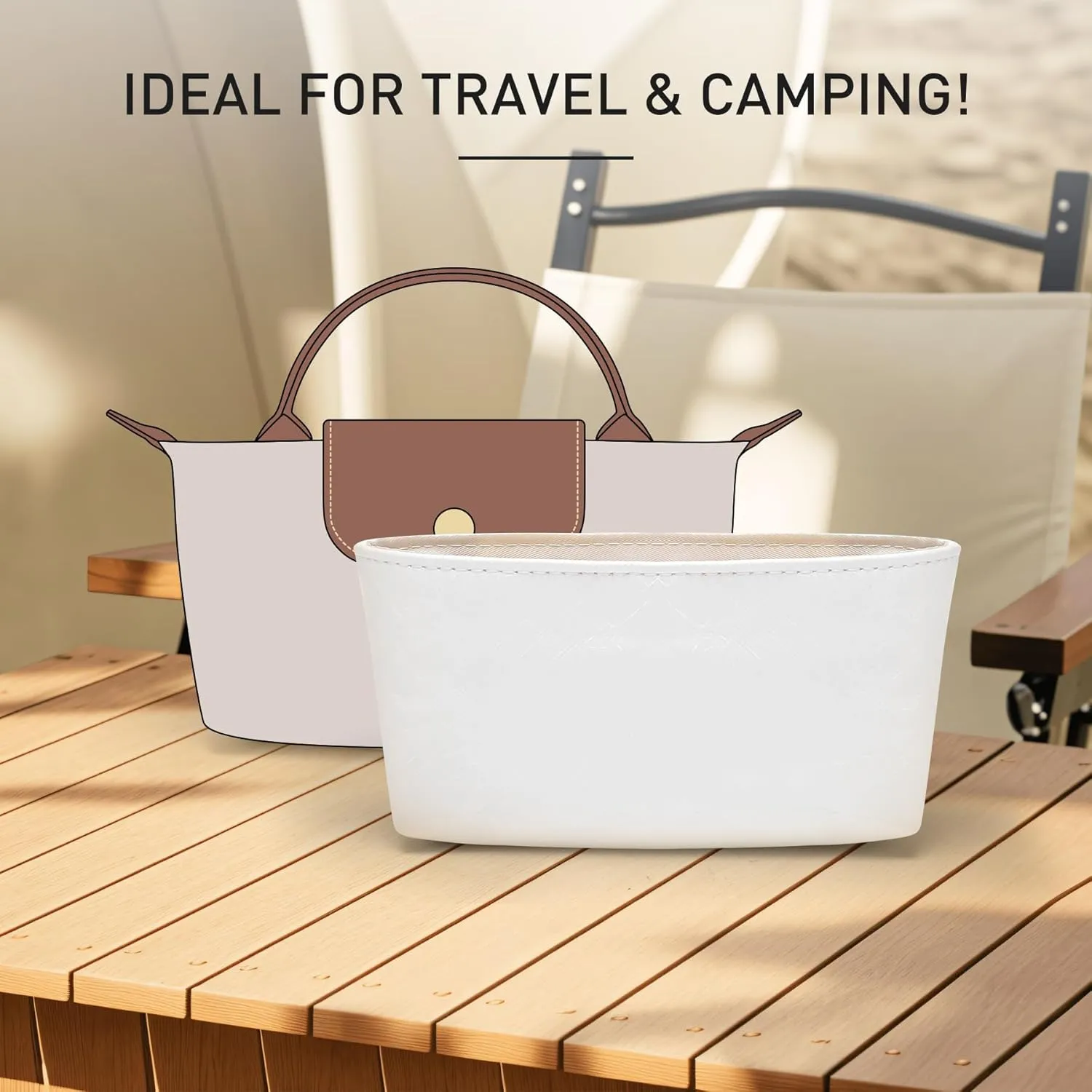Upgraded Longchamp Mini Organizer Insert, DupontPaper Lightweight Bag Organizer Insert Compatble with Longchamp le pliage Mini Pouch Handbag Inner Shaper (XS,White)