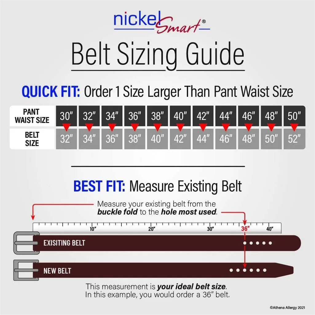 Uptown Belt - Top Grain Leather Belt with Certified Nickel Free Buckle