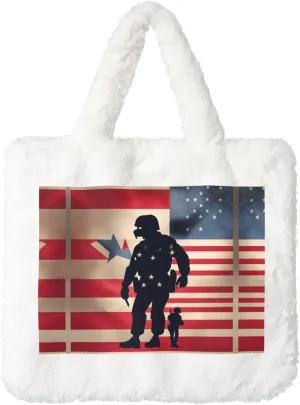 US Military Soldiers Patriotic Memorial Day Print Cute Handbag Soft Tote for Women for Winter Bag and Holidays Christmas