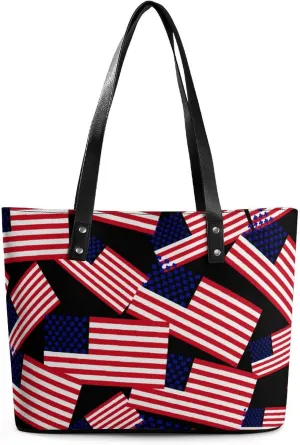 U.S.A Clover Flag Women's Tote Shoulder Bag Handbag Top Handle Leather 29 * 34 * 14cm