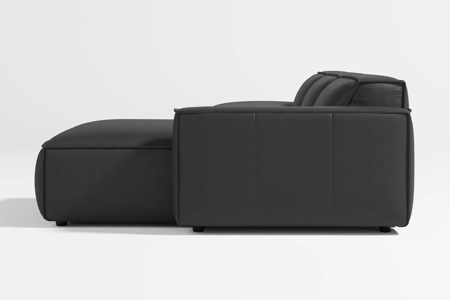 Valencia Nathan Leather Modular Couch - 3 Seats with Right Chaise Sectional Sofa - 100% Full Aniline Leather Modern Sofa for Lounge and Living Room (Black)