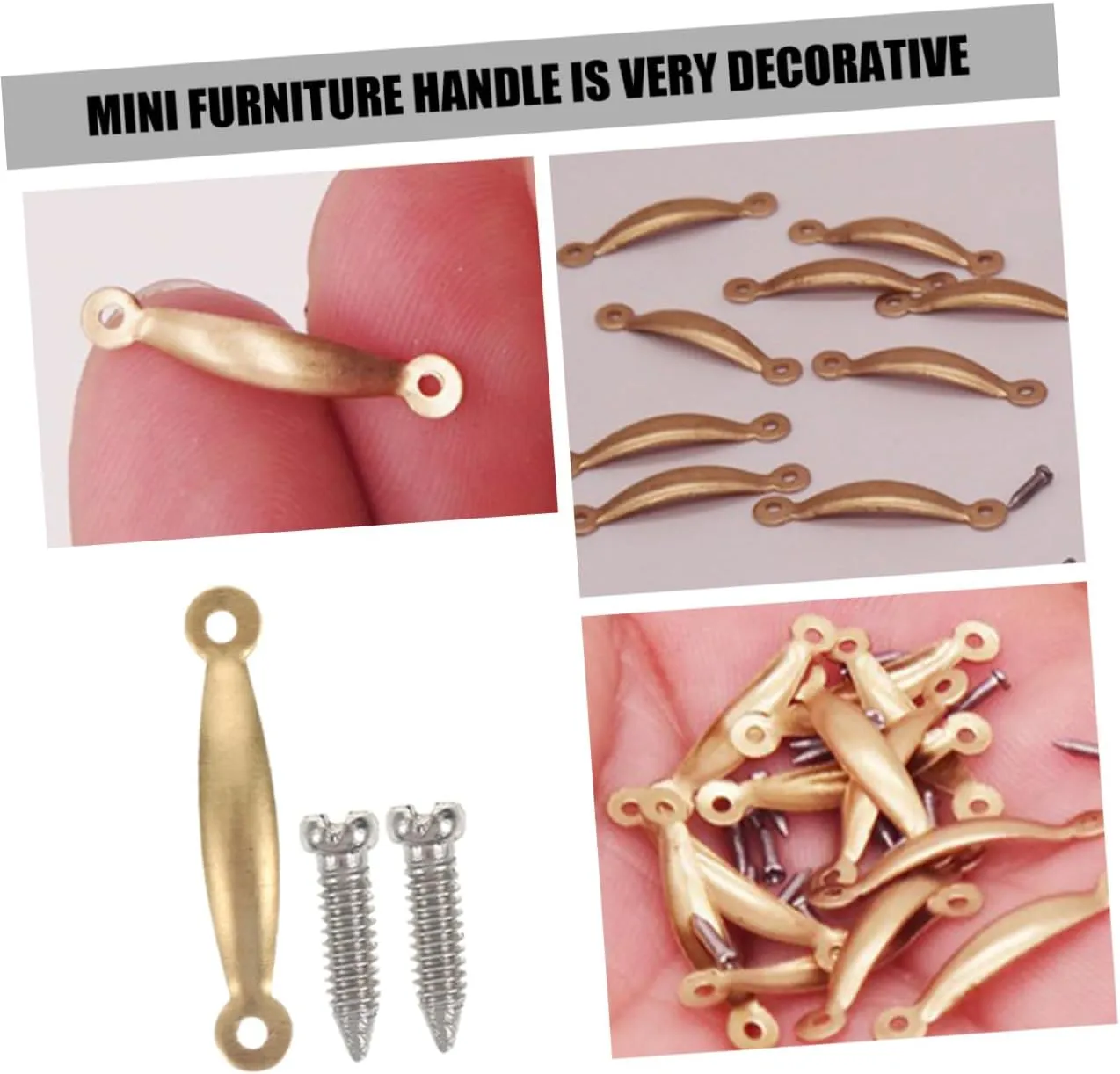 VANZACK 4 Sets Doll House Furniture Accessories Minis Dollhouse Door Knobs Dollhouse Door Handles Doll Furniture Knobs Miniature Door Pulls Miniature Furniture Doll Houses Metal Golden