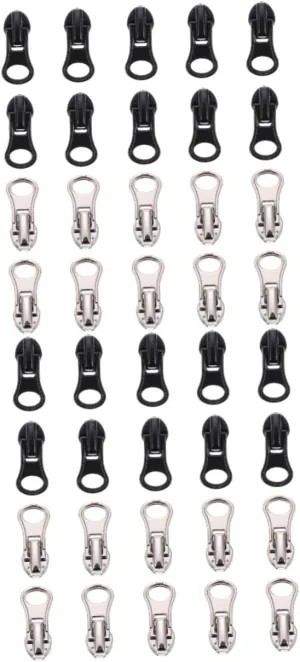 Veemoon 2sets Sturdy Hard Zipper Sliders Replacement Tabs for Suitcase Handbag 20pcs*2