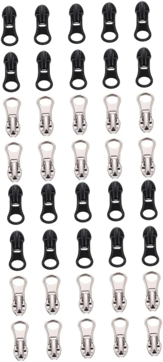 Veemoon 2sets Sturdy Hard Zipper Sliders Replacement Tabs for Suitcase Handbag 20pcs*2