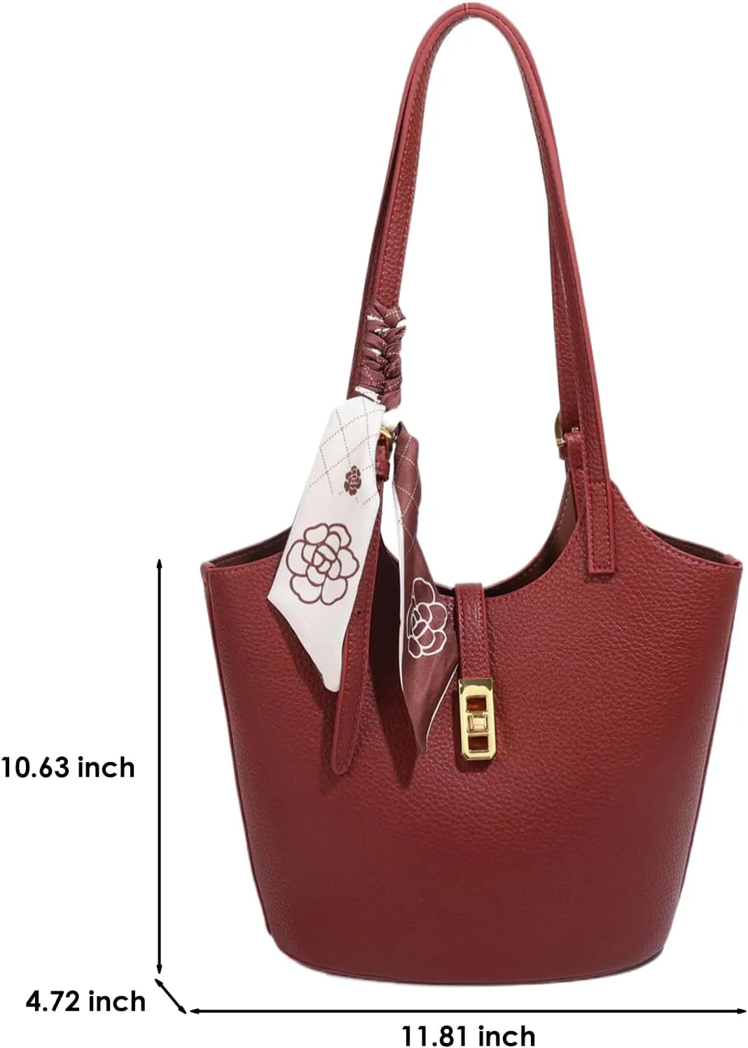 Vegan Leather Bucket Bag Designer Handbags for Women Hobo Bag 2 in 1 Scoop Neck Tote with Removable Pouch
