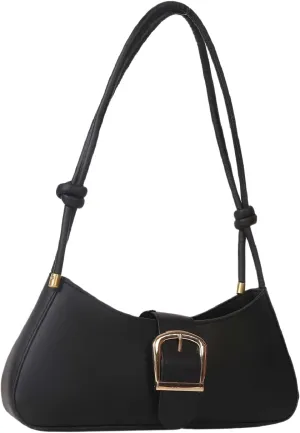 Verdusa Women's Buckle Decor solid color Shoulder Bag Hobo Zipper Top Handle Bag