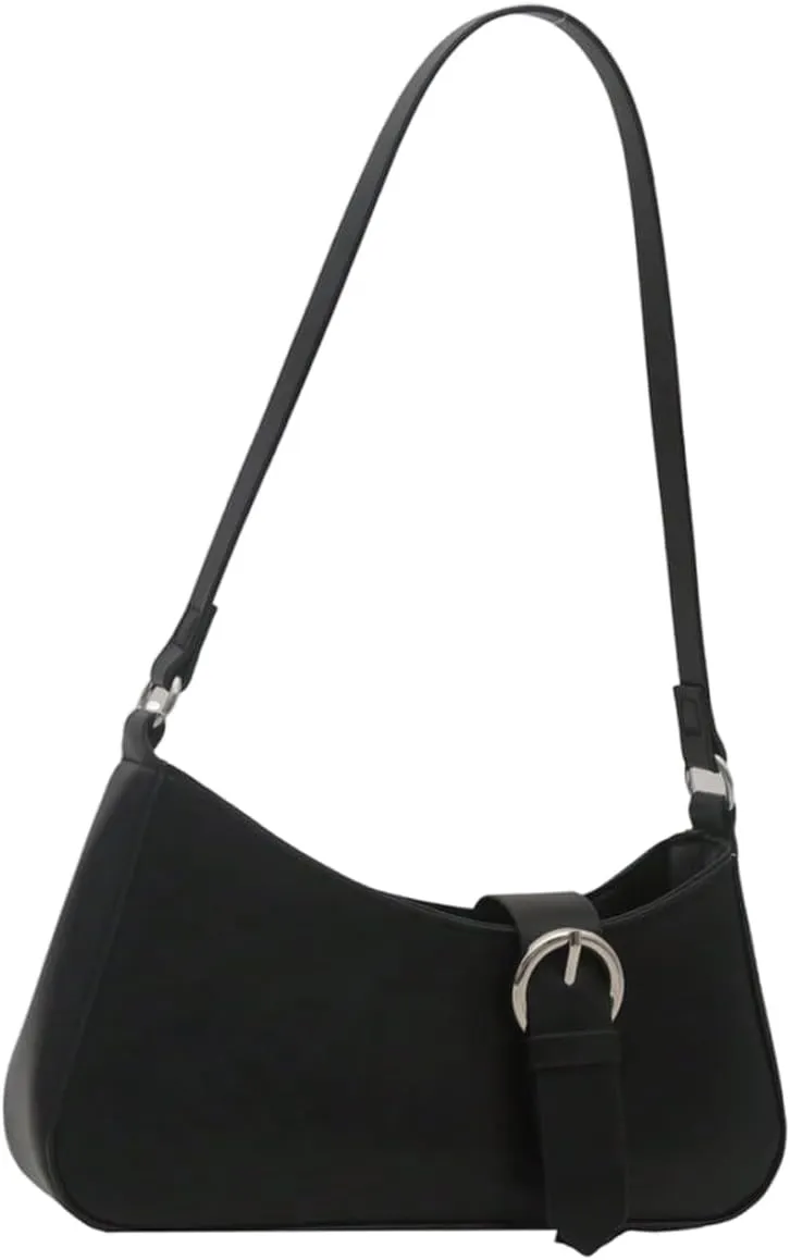 Verdusa Women's Buckle Zipper Crescent Shoulder Handbags Vintage Top Handle Underarm Bags
