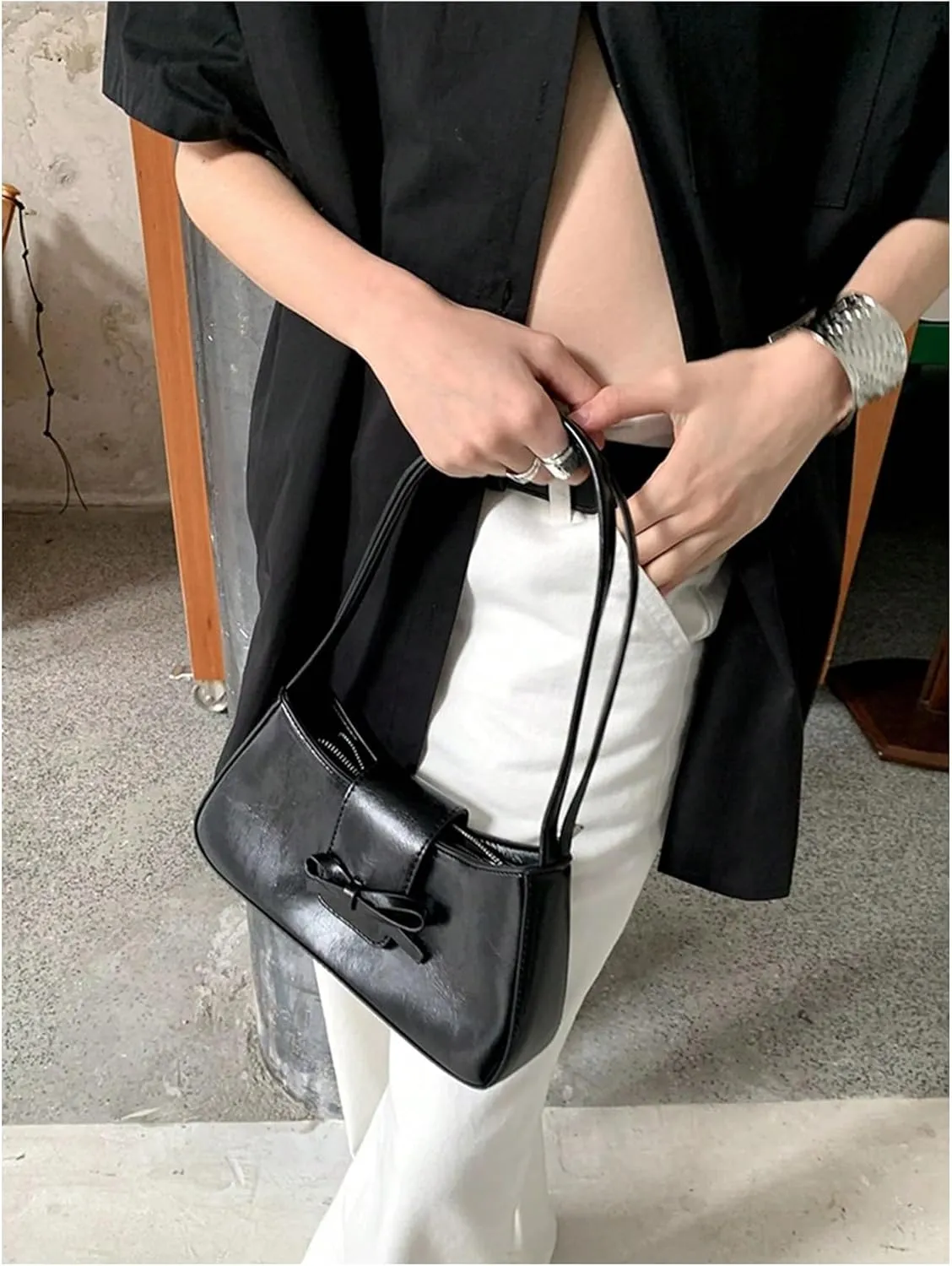 Verdusa Women's PU Leather Zipper Shoulder Bag Top Handle Satchel Bags