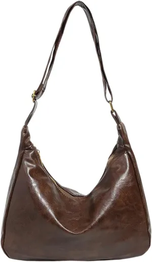 Verdusa Women's PU Leather Zipper Shoulder Bags Large Capacity Top Handle Underarm Bag