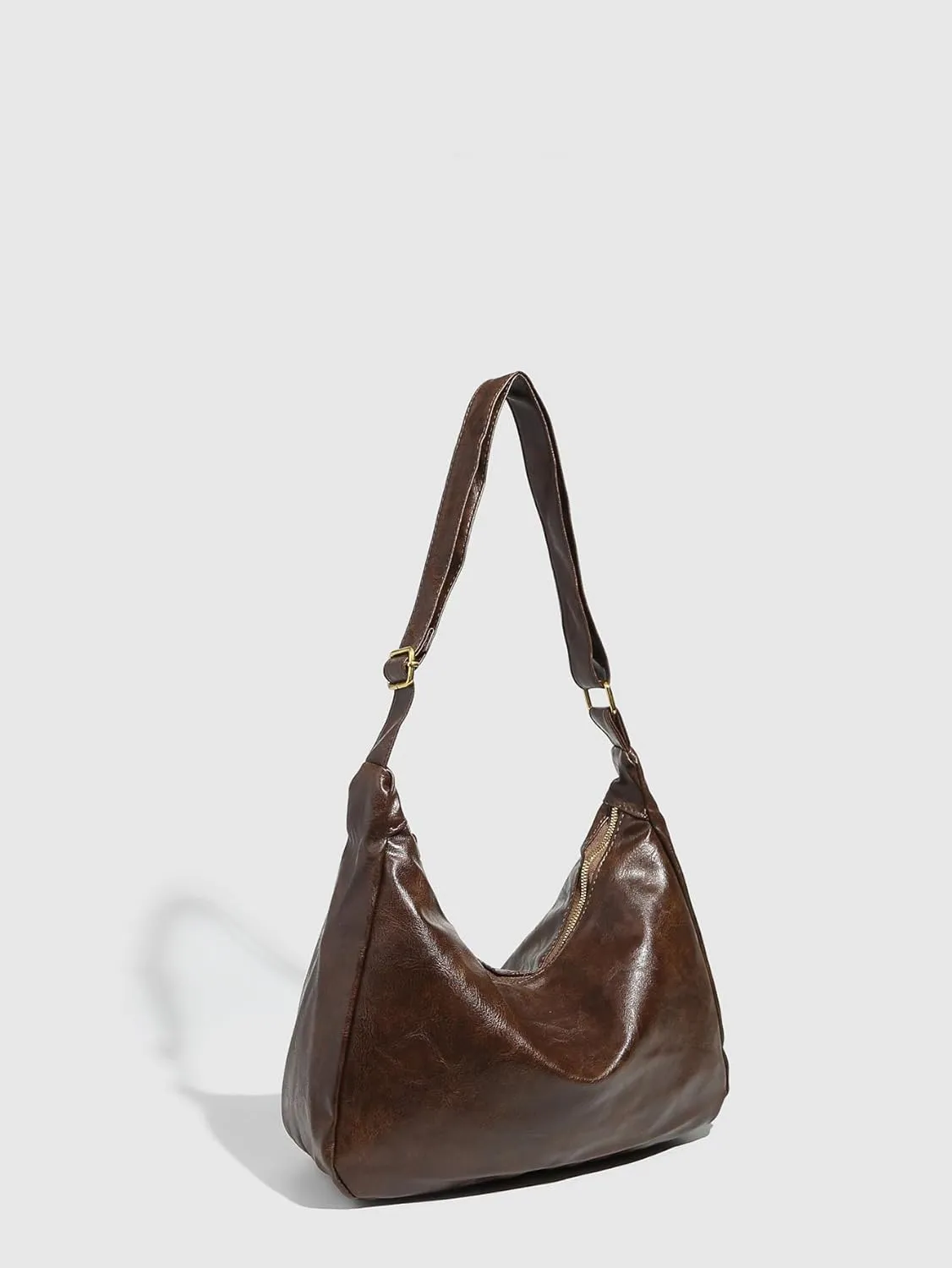 Verdusa Women's PU Leather Zipper Shoulder Bags Large Capacity Top Handle Underarm Bag