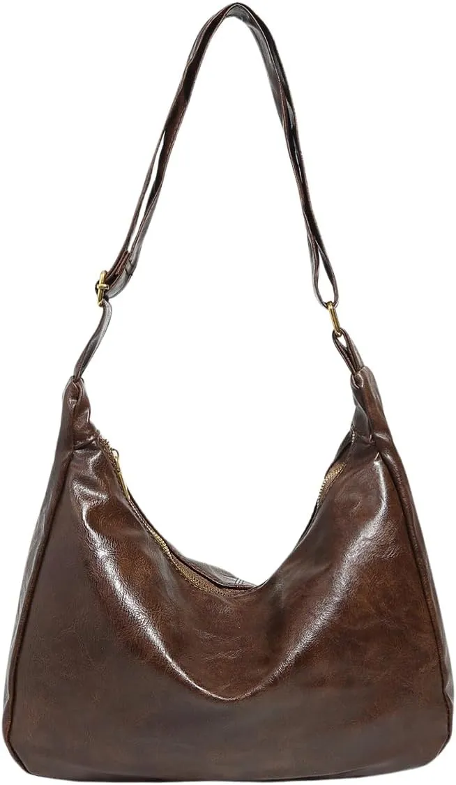 Verdusa Women's PU Leather Zipper Shoulder Bags Large Capacity Top Handle Underarm Bag