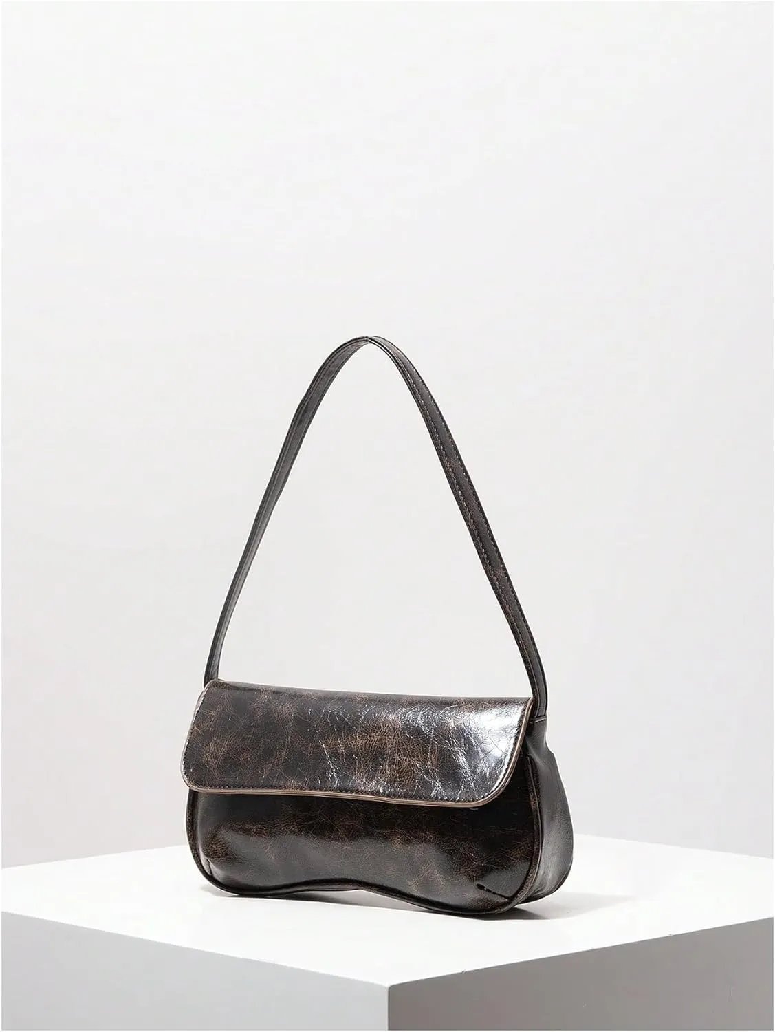Verdusa Women's Retro Flap Shoulder Bag PU Leather Top Handle Underarm Bag Purse