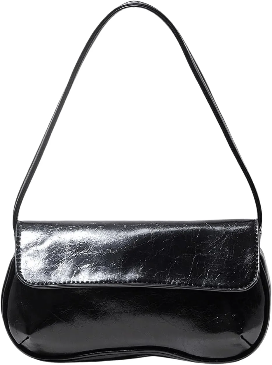 Verdusa Women's Retro Flap Shoulder Bag PU Leather Top Handle Underarm Bag Purse