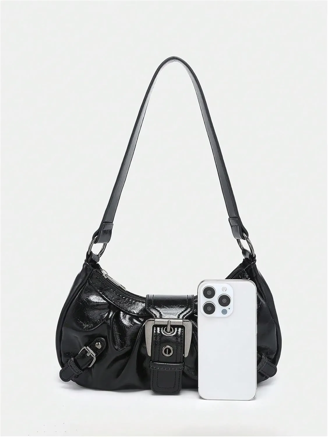 Verdusa Women's Y2k Purse Top Handle Shoulder Bag Buckle Punk Hobo Clutch Purses Bags
