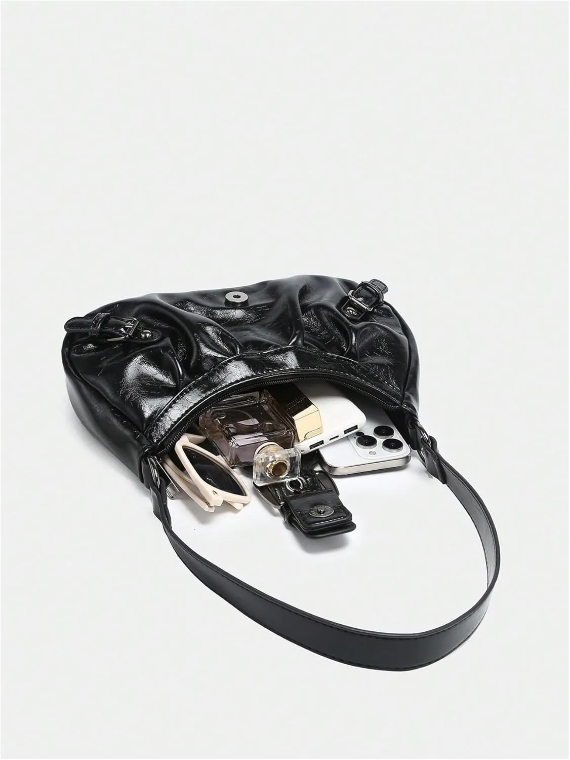 Verdusa Women's Y2k Purse Top Handle Shoulder Bag Buckle Punk Hobo Clutch Purses Bags