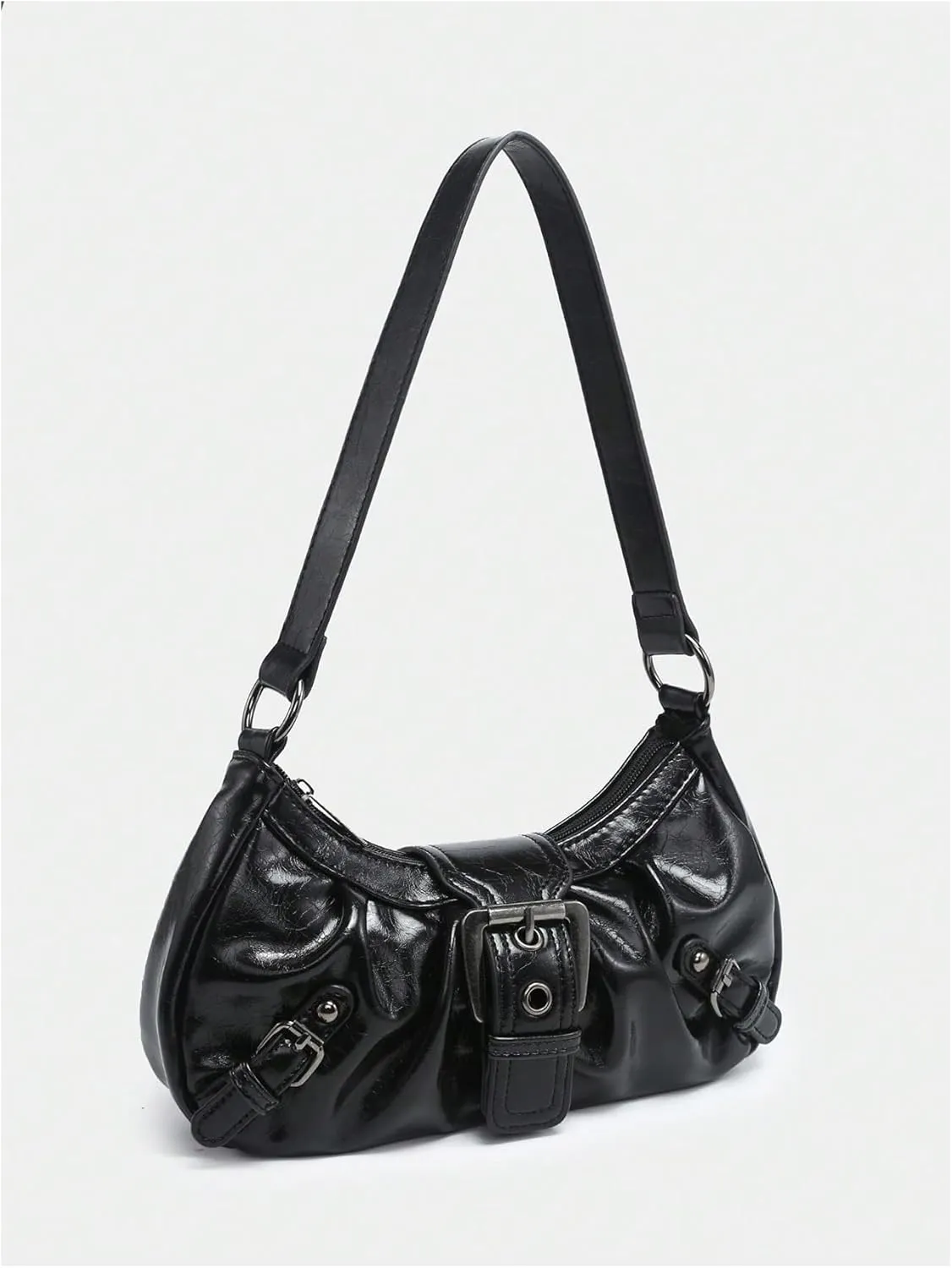 Verdusa Women's Y2k Purse Top Handle Shoulder Bag Buckle Punk Hobo Clutch Purses Bags