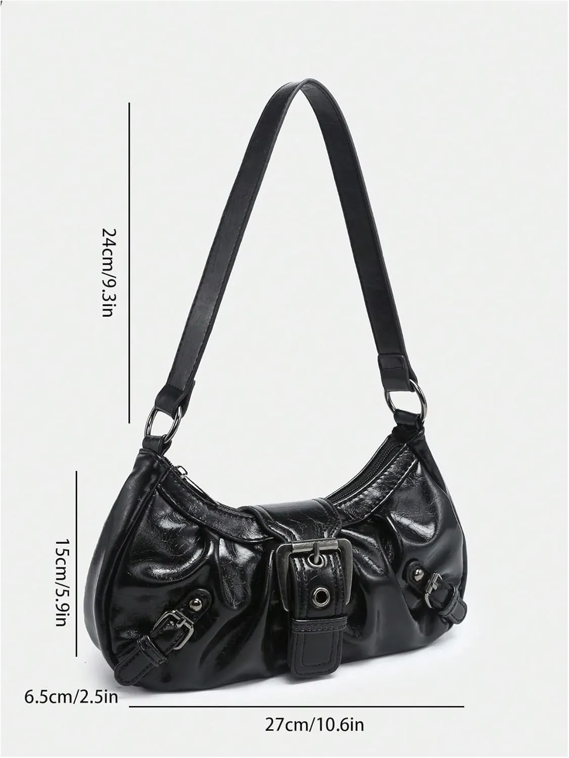 Verdusa Women's Y2k Purse Top Handle Shoulder Bag Buckle Punk Hobo Clutch Purses Bags