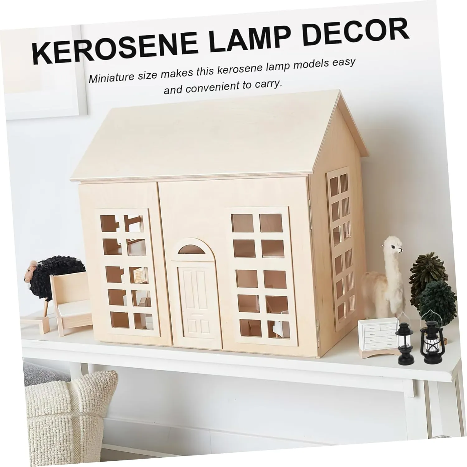 VICASKY 6pcs Miniature Kerosene Lamp Models for Dollhouse Decor Retro Oil Lanterns for Christmas Halloween and Party Decorations Material Handle Design