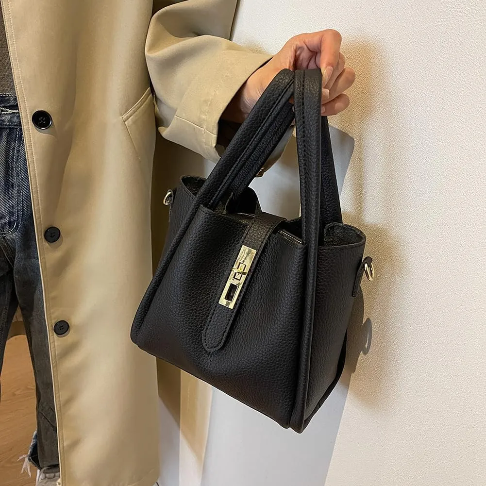 Vintage Bucket Bags Bucket Crossbody Purses For Women Small Trendy Bucket Handbag Mini Faux Leather Top Handle Bag