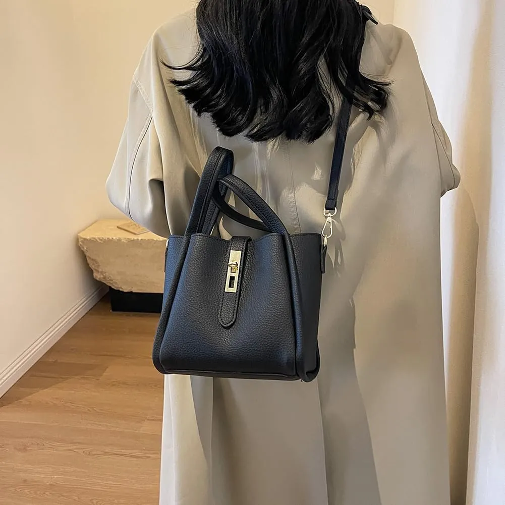 Vintage Bucket Bags Bucket Crossbody Purses For Women Small Trendy Bucket Handbag Mini Faux Leather Top Handle Bag