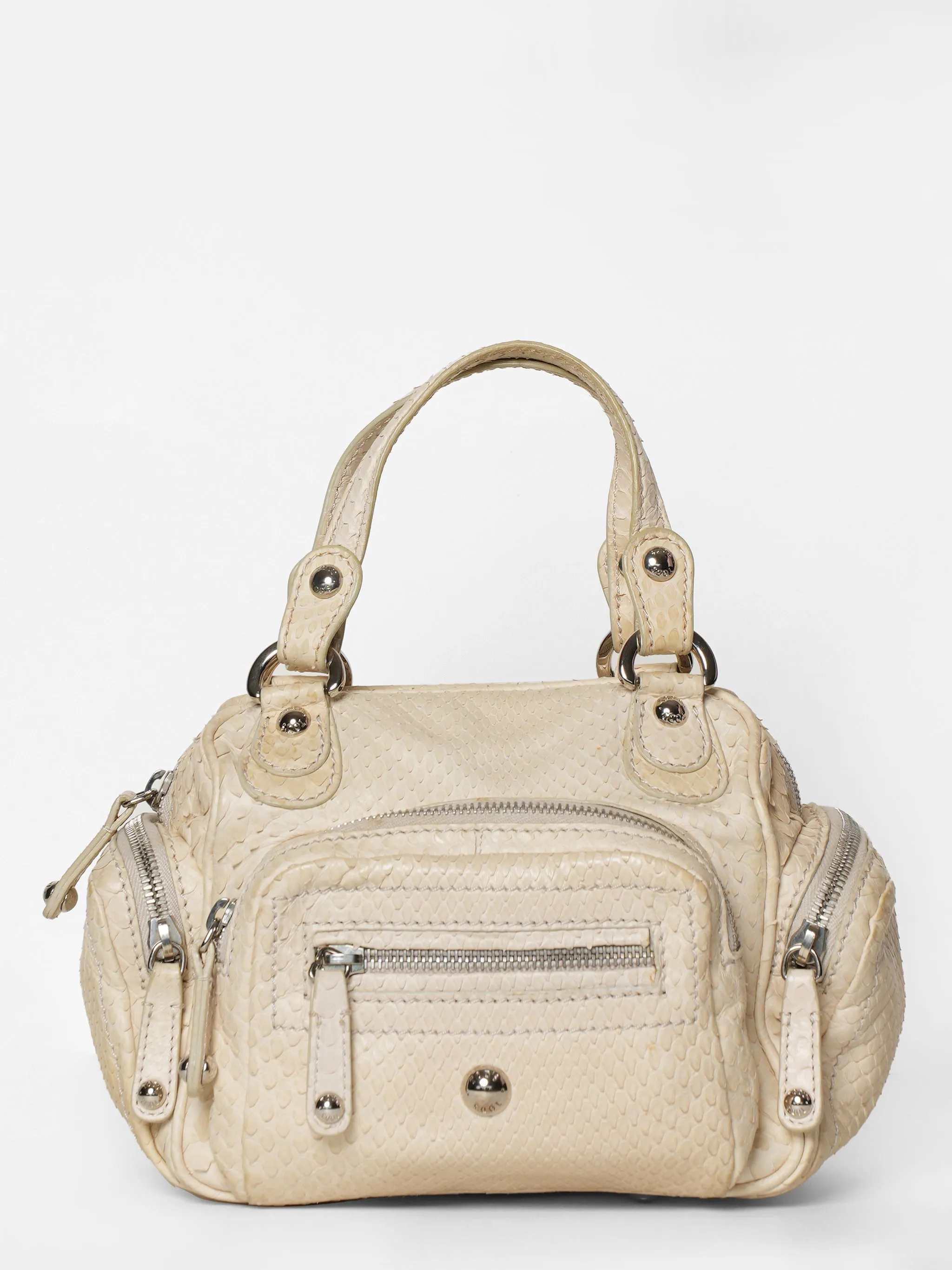 Vintage Tod's White Small Snake Bowling Bag