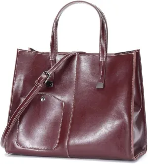 Vintage Women Genuine Leather Tote Bags Top Handle Casual Shoulder Purse Satchel Handbags