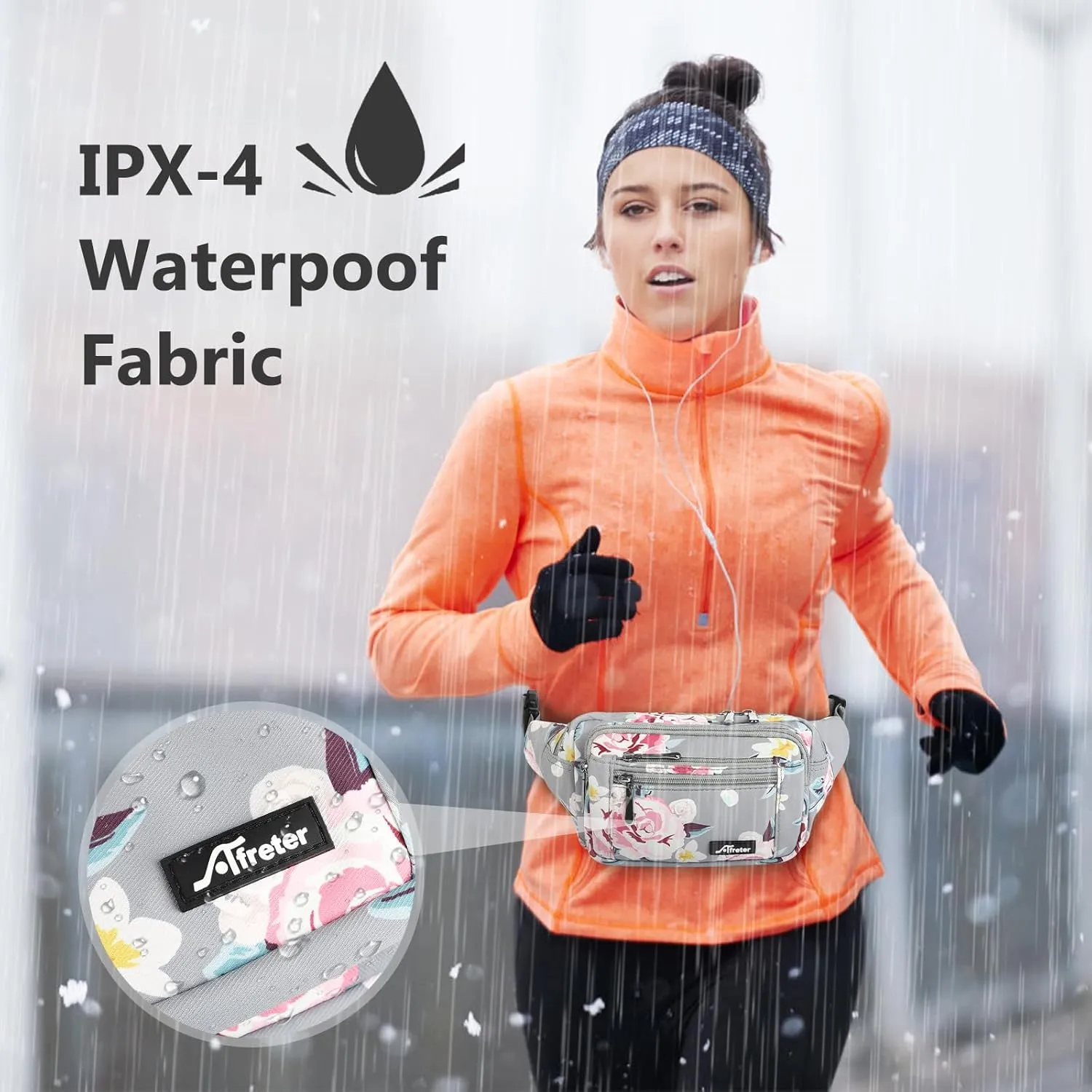 Waist Pack Bag Fanny Pack for Men&Women Hip Bum Bag with Adjustable Strap for Outdoors Workout Traveling Casual Running Hiking Cycling (New Grey Flowers)