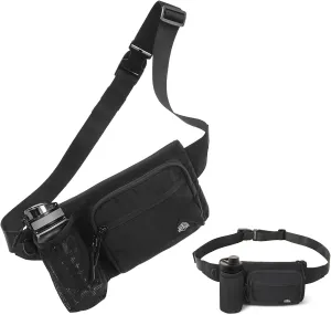 Waist Pack with Water Bottle Holder for Men Women Waist Bag Running Waist Pack Waterproof for Outdoor Travel Cycling Climbing Walking Fit All Phones (Bottle Not Included)(Black)