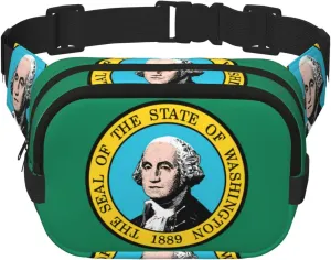 Washington Flag print Large Fanny Packs for Women Cute Cross Body Waist Bag Fashionable Fanny Pack