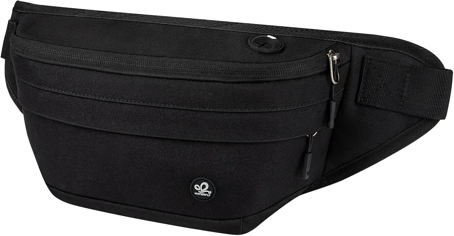 WATERFLY Fanny Pack for Men Women Water Resistant Large Hiking Waist Bag Pack Carrying All Phones for Running Walking Traveling