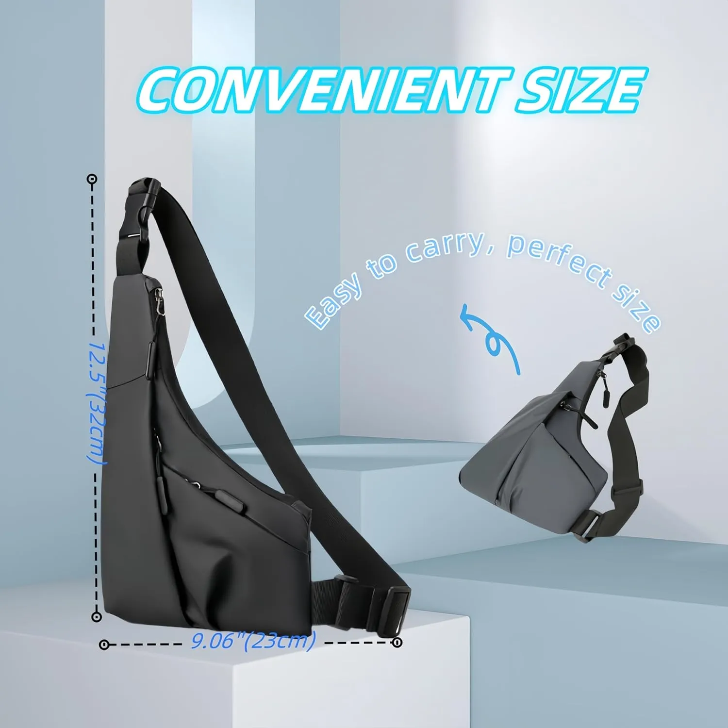 Waterproof AntiTheft Sling Bag for Women and Men,Trendy Crossbody Travel Bag for Phones,Nylon Chest Bag