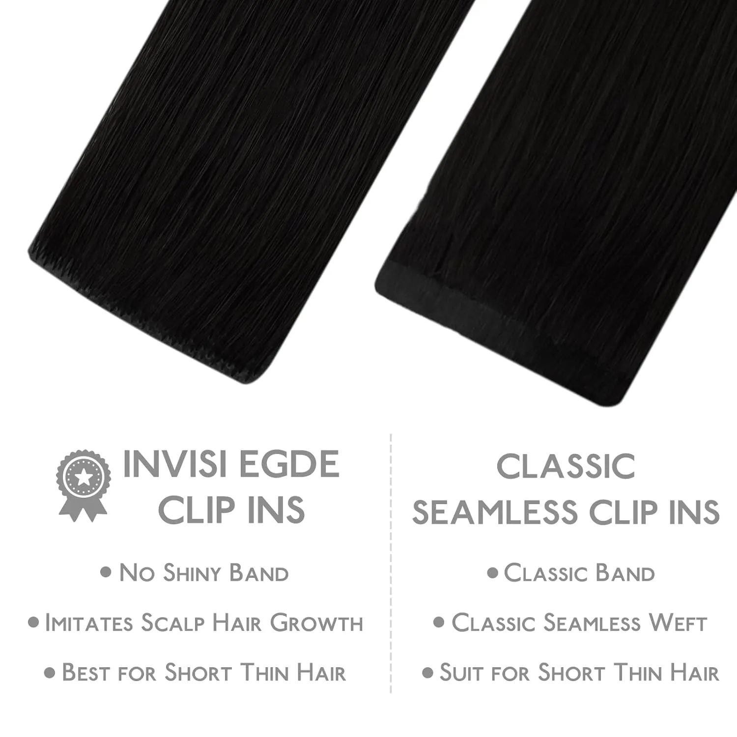 WENNALIFE Invisi Edge Clip in Hair Extensions Real Human Hair, 22 Inch 150g 7pcs Jet Black Seamless Clip in Extensions Remy Hair Clip Ins Invisible PU Skin Weft Straight Extensiones De Cabello Hmano