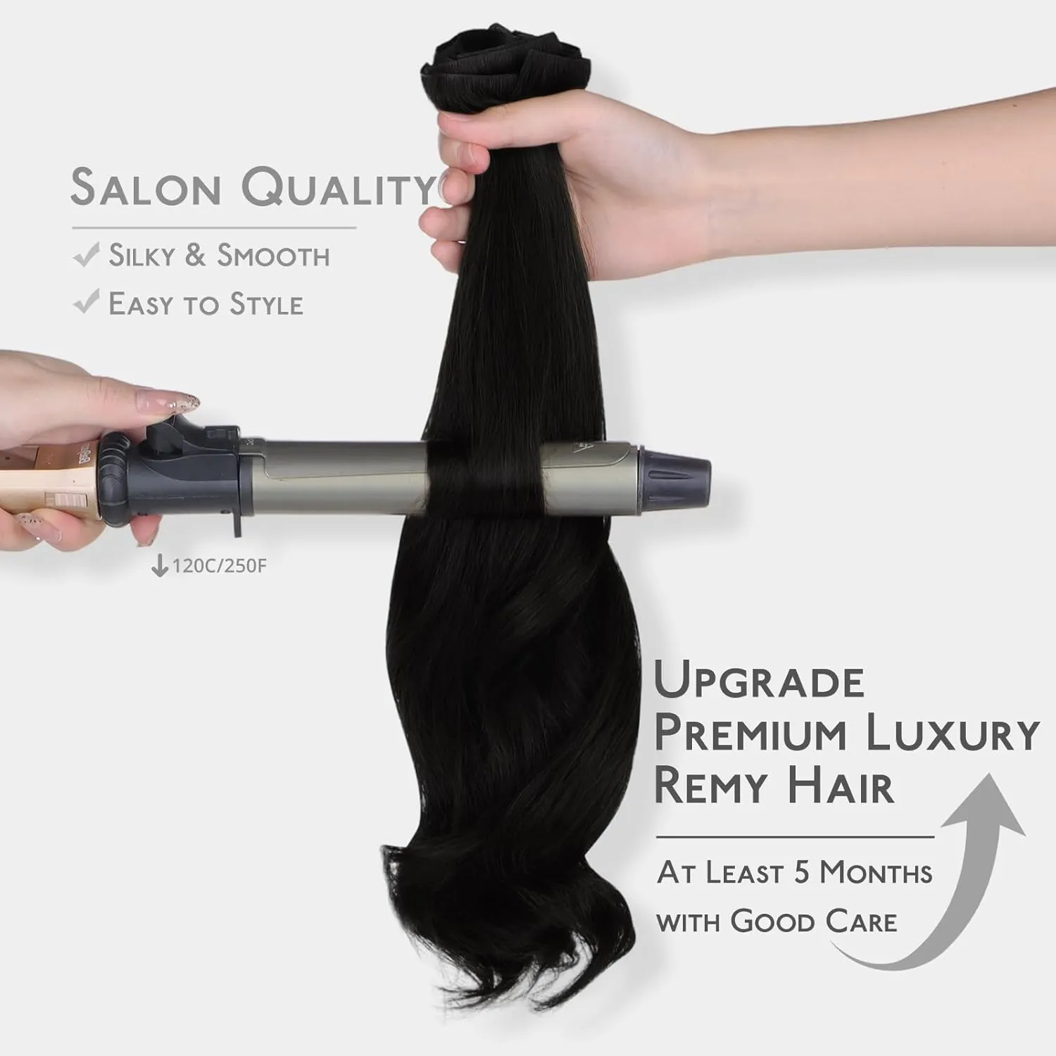 WENNALIFE Invisi Edge Clip in Hair Extensions Real Human Hair, 22 Inch 150g 7pcs Jet Black Seamless Clip in Extensions Remy Hair Clip Ins Invisible PU Skin Weft Straight Extensiones De Cabello Hmano